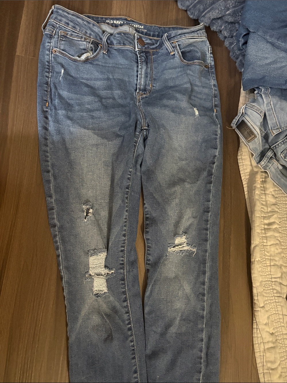 Old Navy Blue Distressed Skinny Jeans